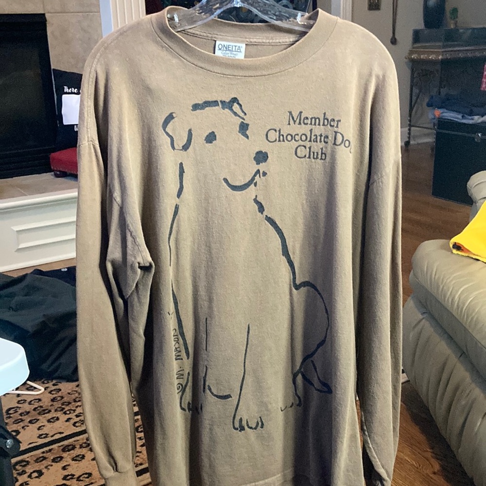 Member Chocolate Dog Club Oneita brand men’s brown long sleeve T-shirt XLARGE
